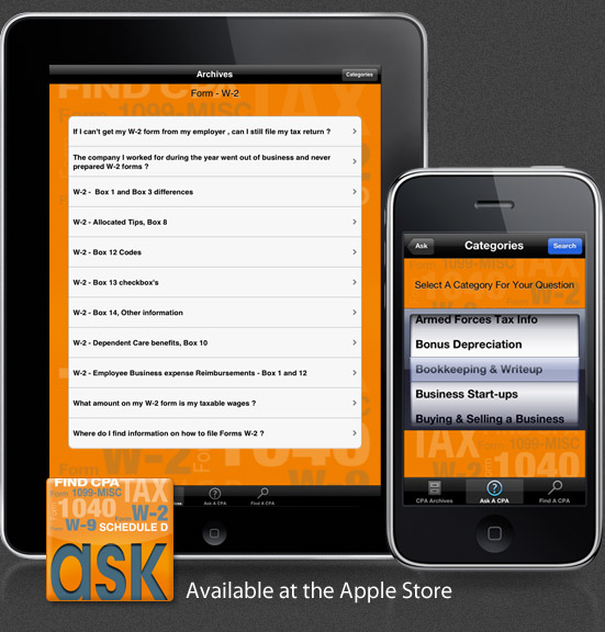 Ask A CPA is Available for the Ipad and Iphone